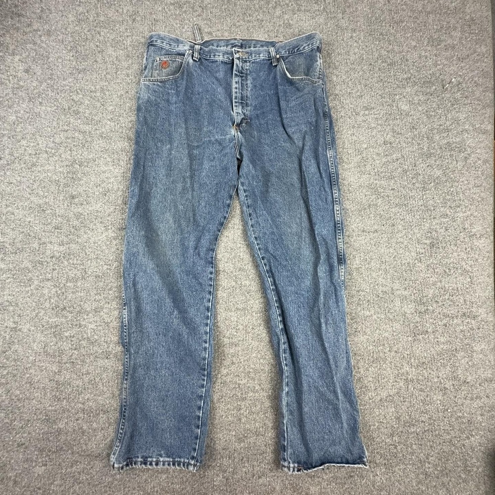 Wrangler Twenty X Jeans Mens 38x30 Blue Relaxed Straight Leg Distressed Denim